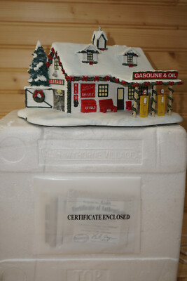 Hawthorne Village Norman Rockwell Christmas Village Gas Station In