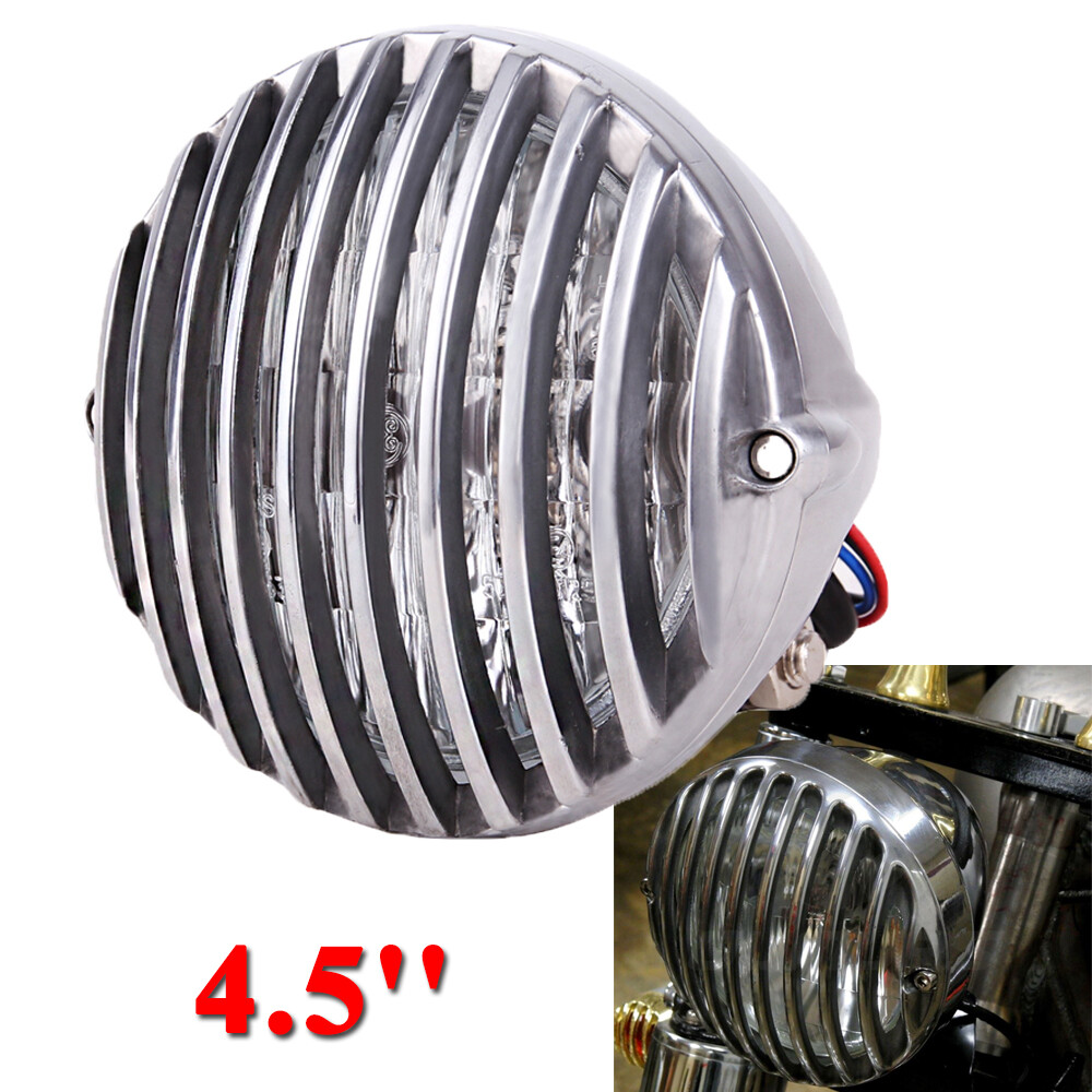 Motorcycle 4.5 Retro Round H4 Headlight Chrome For Harley Bobber Chopper Custom