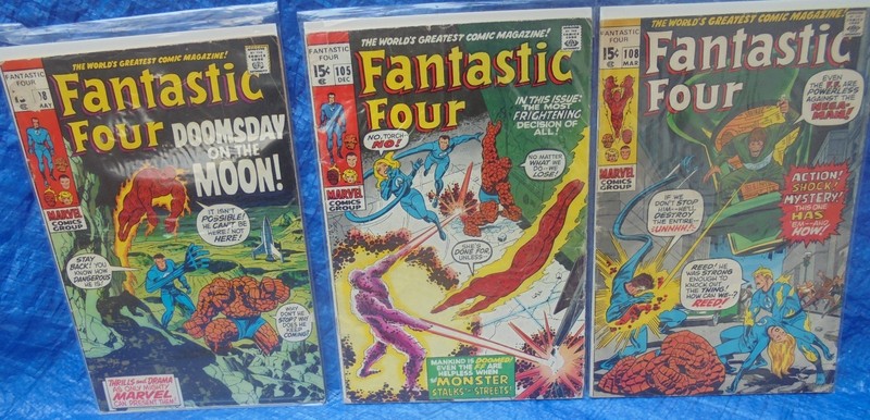 Marvel Comics The Fantastic Four Lot # 98 105 108 Doomsday On The Moon Mega-Man