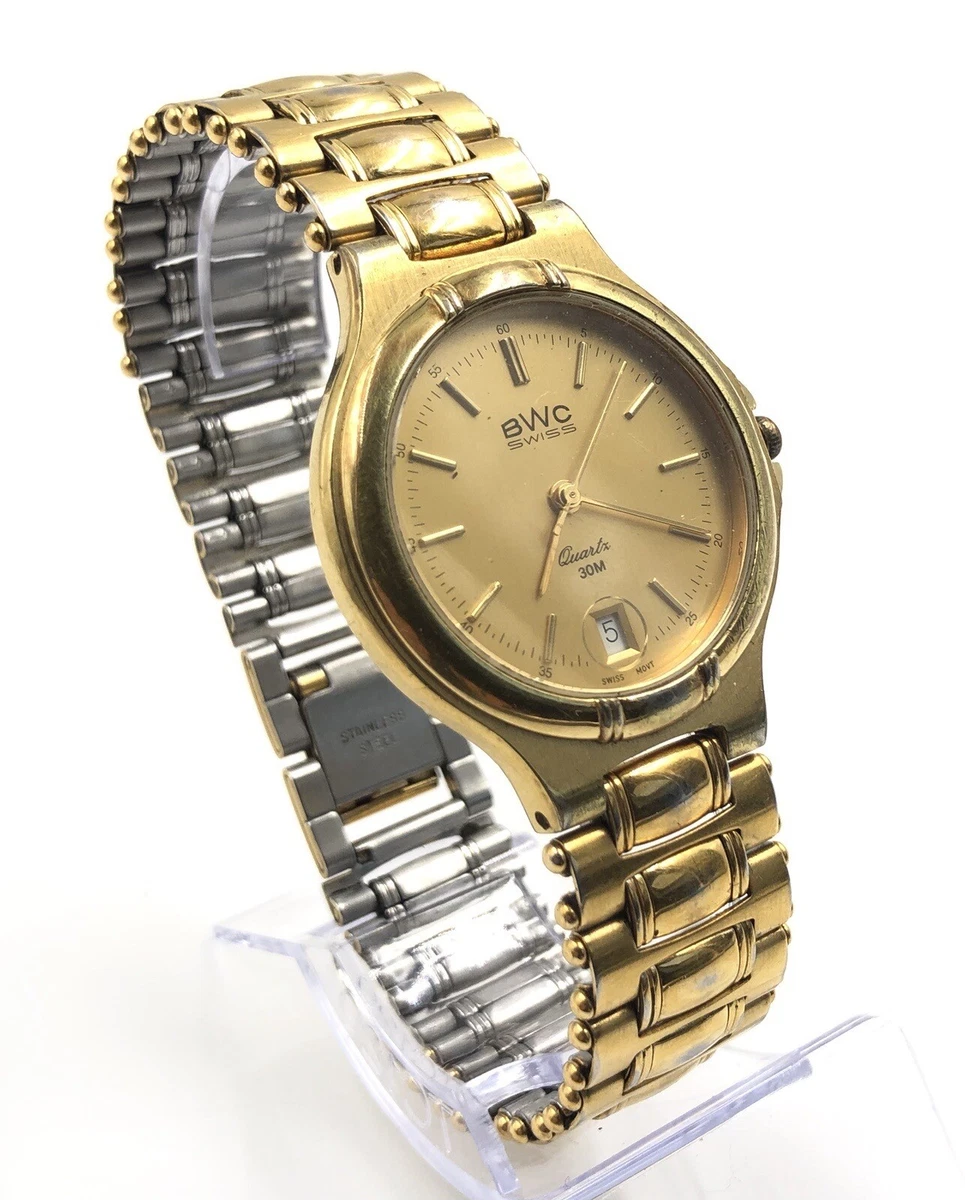 BWC Swiss Quartz 30 M Herrenarmbanduhr Water Resistant, Vintage 