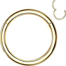 12G Hinged Nose Ring Septum Clicker Cartilage 14k Yellow Gold