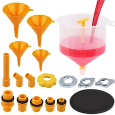 19-Piece No Spill Coolant Funnel Kit for Radiators - Spill Proof and Adapters