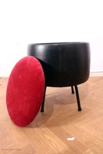 Retro! 70er Hocker Trommelhocker Stauraum Schminkhocker Wohnzimmerhocker Polster