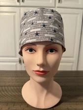 Scrub or Chef Hat Medical Nursing Chemo Skull Cap Dallas Cowboys  Fabric