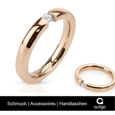 Damen Ring Edelstahl Zirkonia Kristall Partnerring Ehering Verlobungsring Rosé