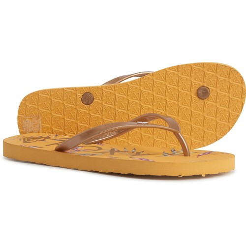 mustard colored flip flops