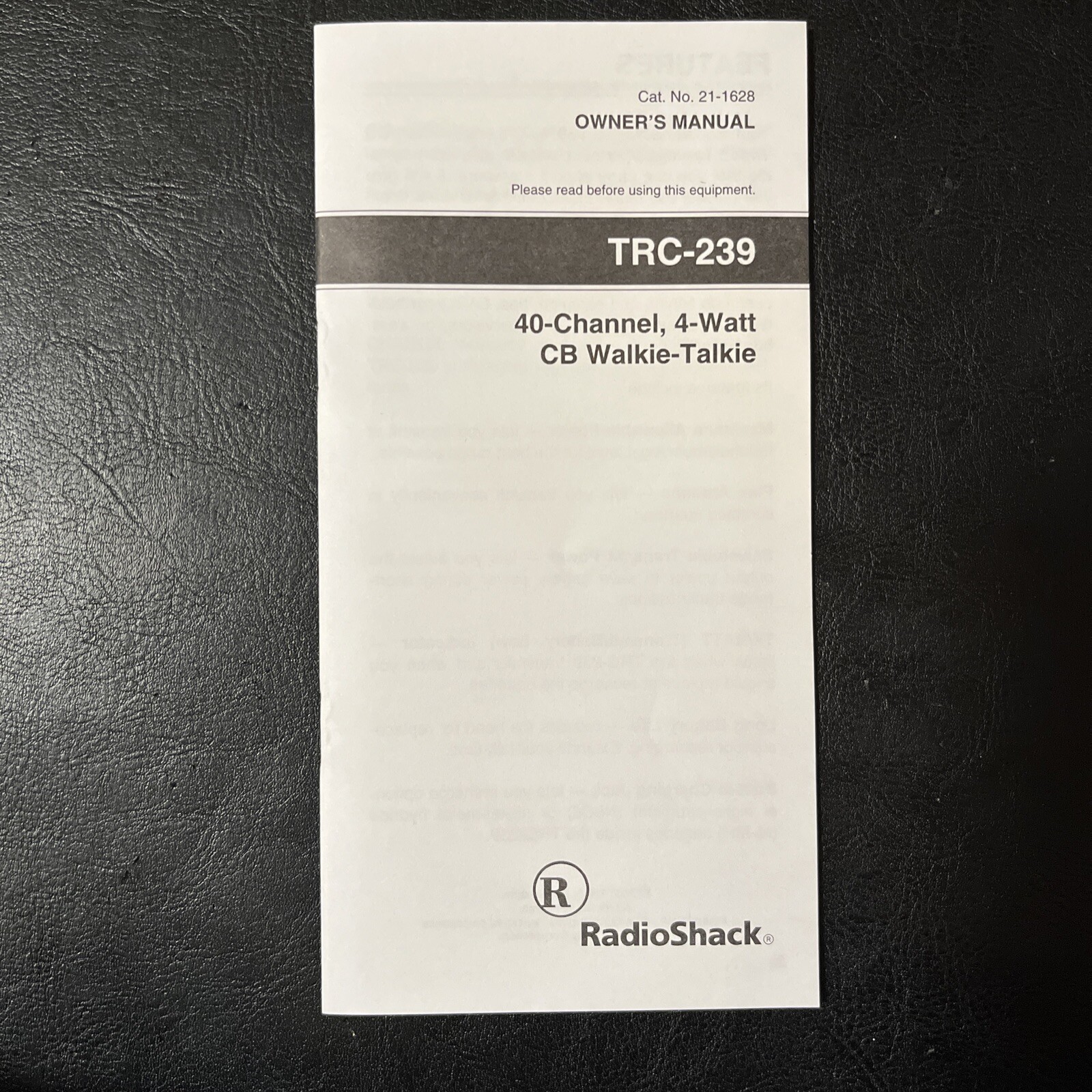 Radio Shack Manual TRC-239 40-ch 4-Watt CB Walkie-Talkie Instructions [M1]