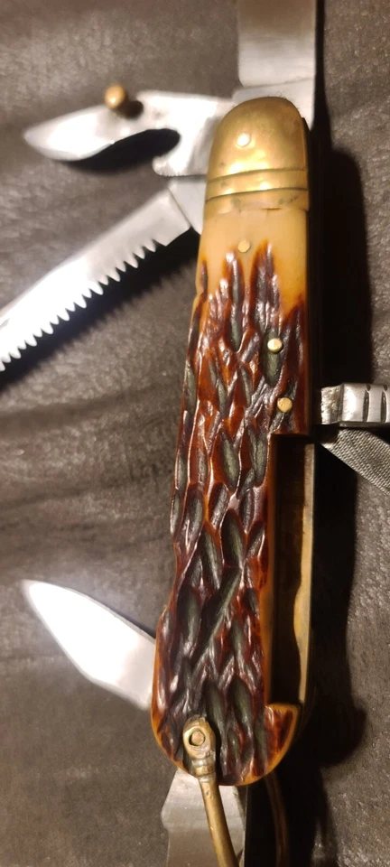 Винтажный редкий Ameike разведчик нож кости ручки 1890-19 - Изображение 3 из 4