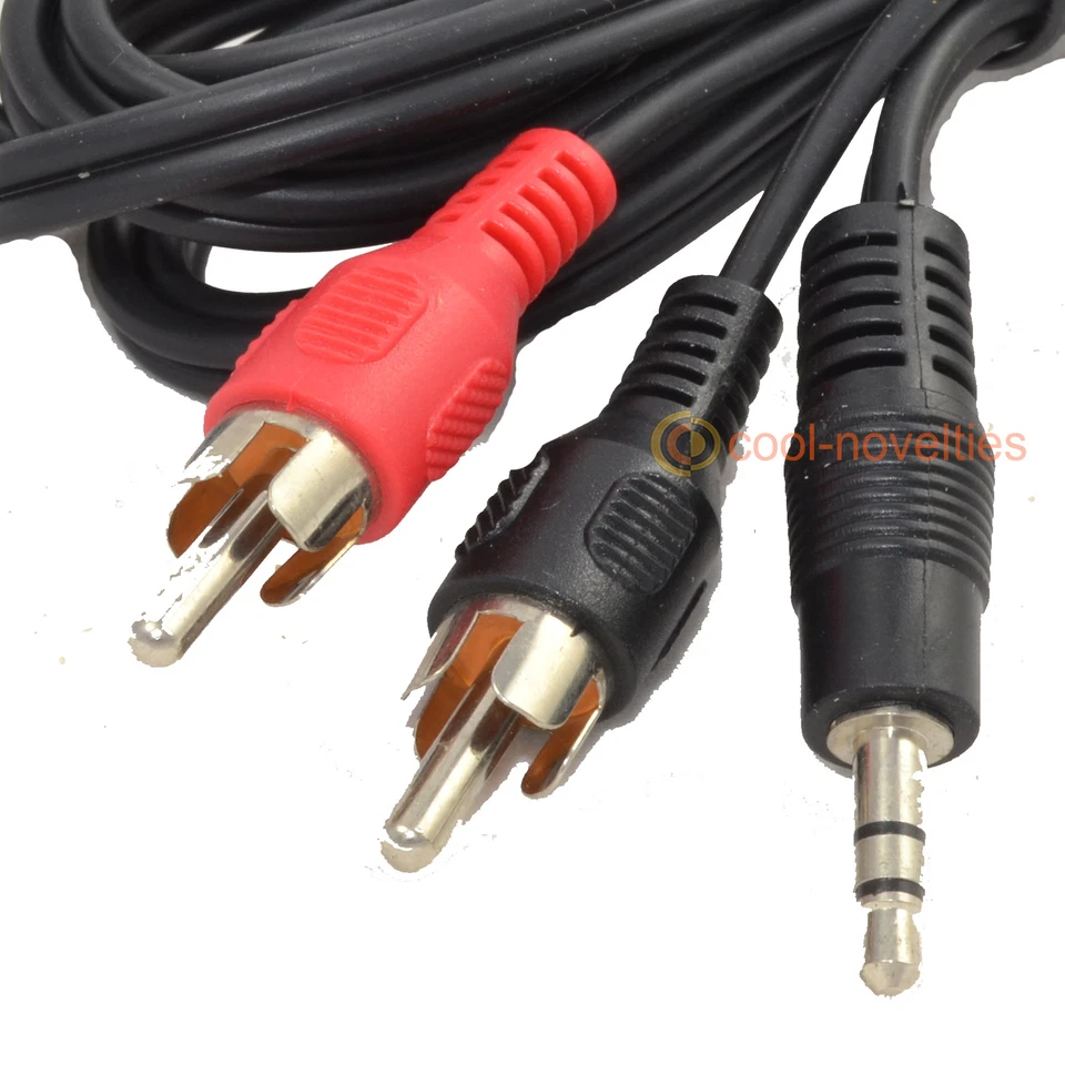 3.5mm JACK PLUG TO TWIN PHONO RCA PLUGS - iPOD / iPHONE / MP3 TO HI-FI CABLE - Image 2 of 2