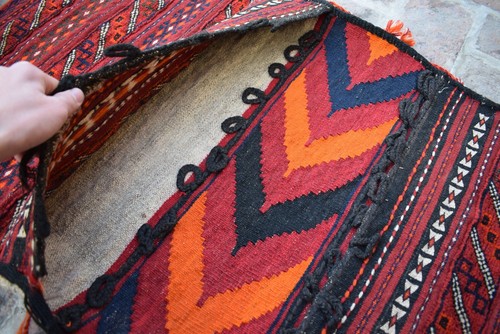 2x4 Orientalisch Vintage Afghan Handgewebt Satteltasche Kelim Teppich Vintage Akzent Teppich - Bild 5 von 6