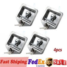 4x Stainless Stee T-handle Door Lock Latch Handle Truck Tool Box Trailer +8 Key