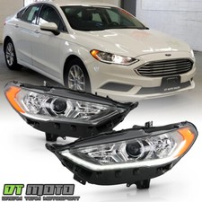 2017-2020 Ford Fusion Halogen Type w/LED DRL Projector Headlights Headlamps