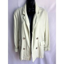 Stitch + Feather Linen Sage Green Blazer Size M Essential Formal Closet Staple