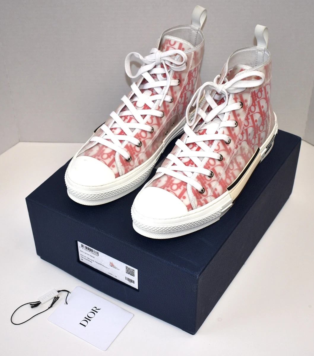 Christian Dior B23 High Top Oblique Transparency Red White Sneakers EU 46 US 13