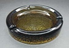 VTG Anchor Hocking Retro Olive Green Textured Glass  5.5" Ashtray Nice!!!