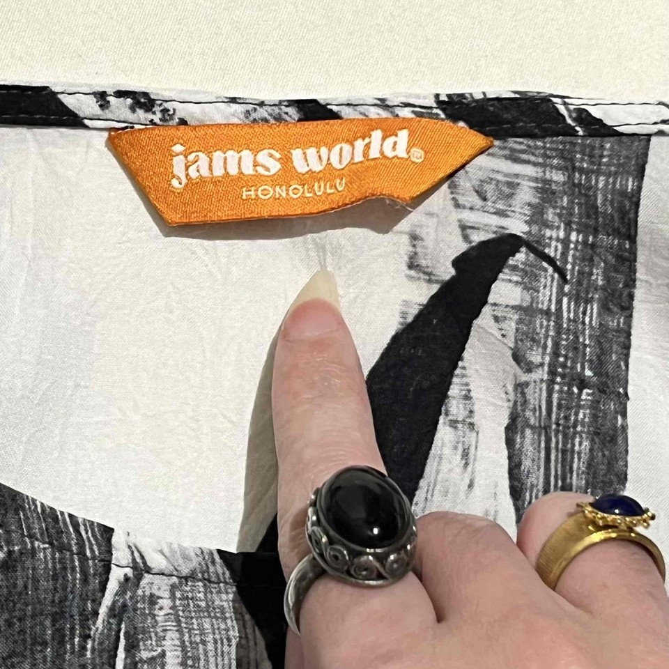 Jams World Honolulu Black White Abstract Bamboo Print Dress Womens Size