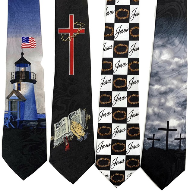 Pack of 4 Steven Harris Christian Jesus Necktie Religious Neck Tie