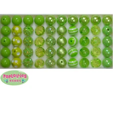 12mm Lime Green Acrylic Mixed Style Bubblegum Beads Lot 50 pc.chunky gumball