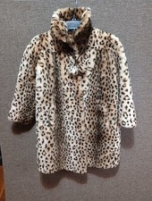 Comme Du Vrai girls cheetah print fake faux fur long jacket