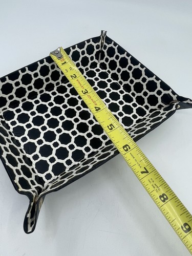Vera Bradley Home Accents Black & White Trinket Jewlery Tray Snap Faux Leather - Picture 13 of 15