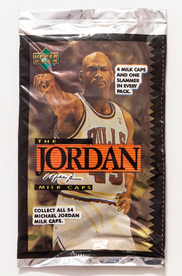 10 paquetes sellados Michael Jordan Pogs, 1995 Upper Deck Street Kaps, tapas de leche Foto 2 de 4