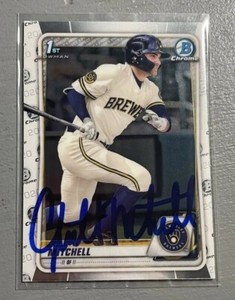 2020 Bowman Draft Chrome Garrett Mitchell Auto Signed RC BD-118 Brewers