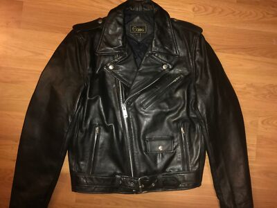 VTG 70S 80S NEW MENS 38 BLACK LEATHER MOTORCYCLE BIKER PUNK