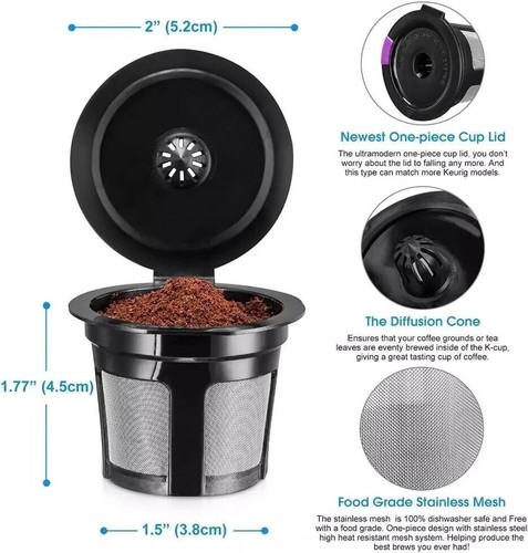 8 Black K-Cup Reusable Refillable Replacement Coffee Filter Holder for Keurig - Picture 8 of 12
