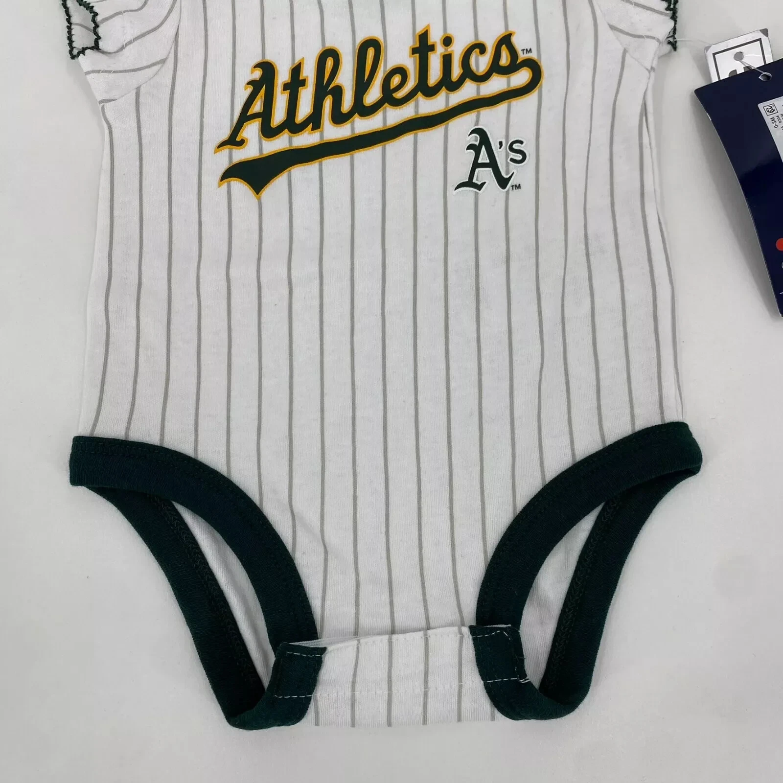 Oakland Athletics Bodysuit One Piece Romper Infant Size 0/3 Months White Striped