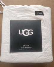 UGG Devon Twin Sheet Set - 3 Piece Bedding with Deep Pocket Fitted Sheet, White