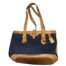 Vintage Dooney Bourke Cabriolet Bucket Tote Bag Black Tan Leather USA 22