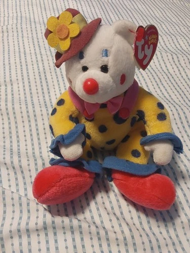 Vtg 2005 TY BEANIE BABY JUGGLES THE CLOWN BEAR Plush Stuffed Toy Polka Dot