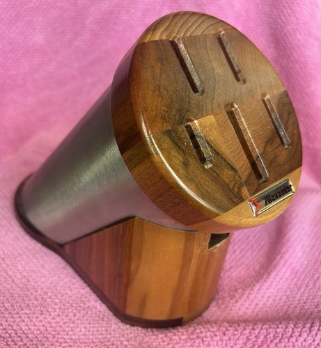 Amazing Alexander wood & metal Knife Block MCM cool cylinder shape
