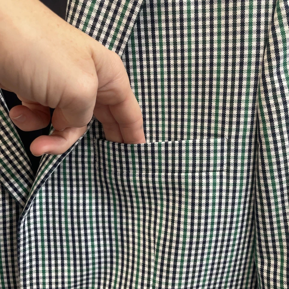 Haggar | 1926 Originals Men's Blazer Navy & Green Plaid Sports Coat Size 38 R - Image 3 of 4