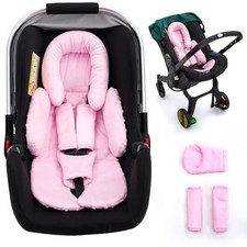 Infant Car Seat Insert with 3 Shoulder  Crocth Covers, Thickened Carseat Pink