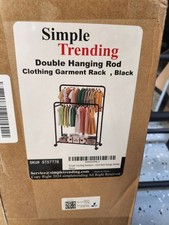 Double Rod Garment Rack Black with Wheels