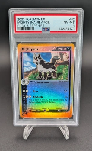 Mightyena 2003 Pokemon EX Ruby & Sapphire Reverse Foil #42 PSA 8