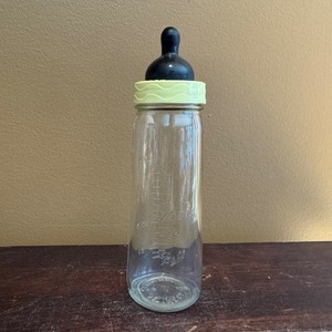 Vintage Hygeia By Ball Glass Baby Bottle Hard Nipple Yellow Ring