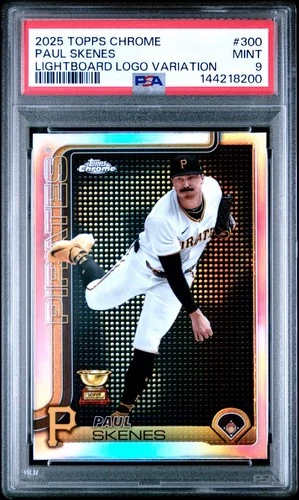 2025 Topps Chrome Paul Skenes Lightboard Logo Variation Rookie Cup #300 PSA 9