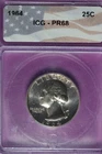 1964 ICG PR68 25C SMS WASHINGTON QUARTER #B52134