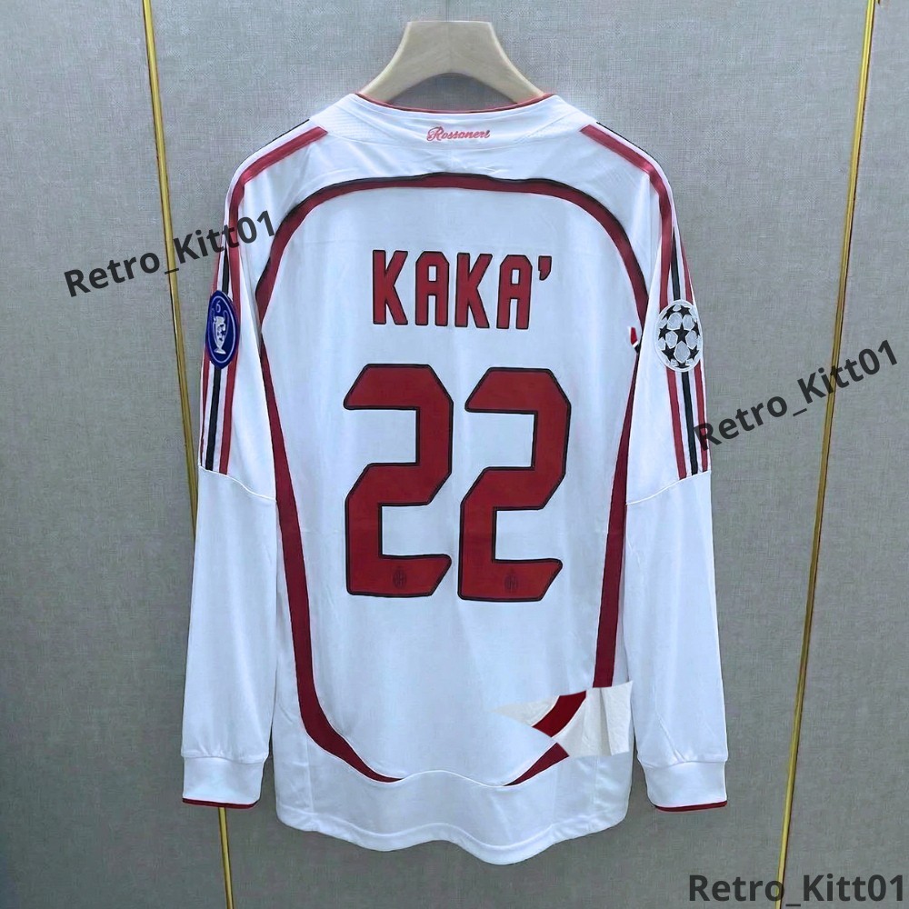 KAKA 22 AC Milan Jersey 2006/2007 Long Sleeve Retro White Shirt L