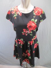 BDarlin Size S Womens Multicolor Floral Zipper Feminime Beauty Flared Dress 673