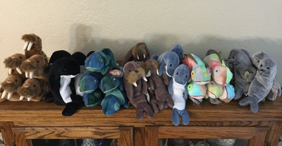 Lot of 35 Ty  Beanie Baby Ocean Babies