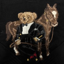 Polo Ralph Lauren Polo Bear Lunar Year Horse Wool Sweater Mens Small Black Crew