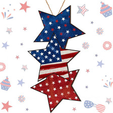 4Th of July Hanging Door Sign Wooden Independence Day Decorations Patriotic Door