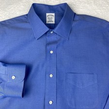 Brooks Brothers Dress Shirt Mens 17-34 Blue Regent Non Iron