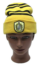 Harry Potter Hufflepuff Crest Gold Black Stripe Beanie Ski Cap Hat