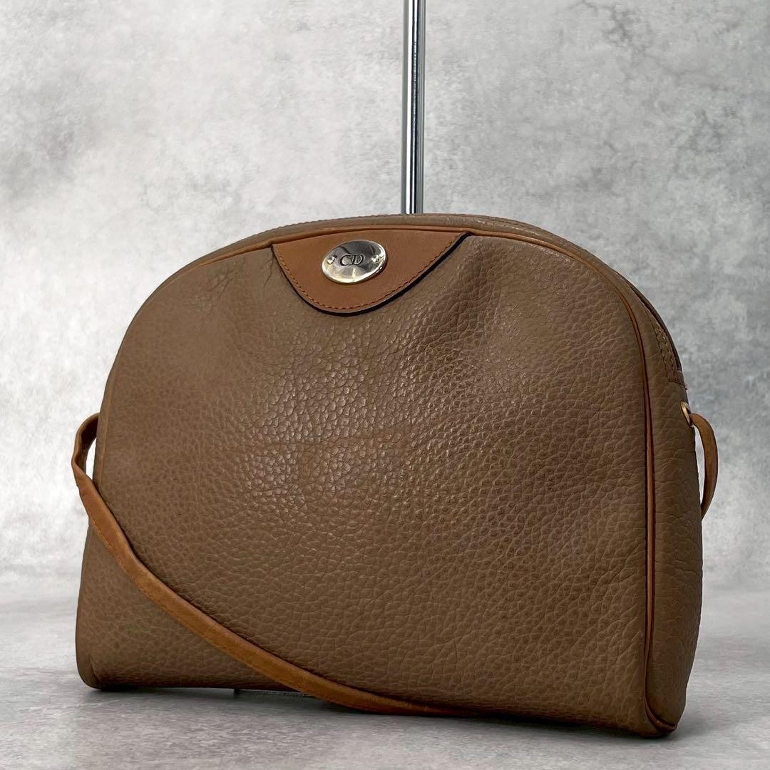 Dior Brown Leather Shoulder Bag Authentic I0719843