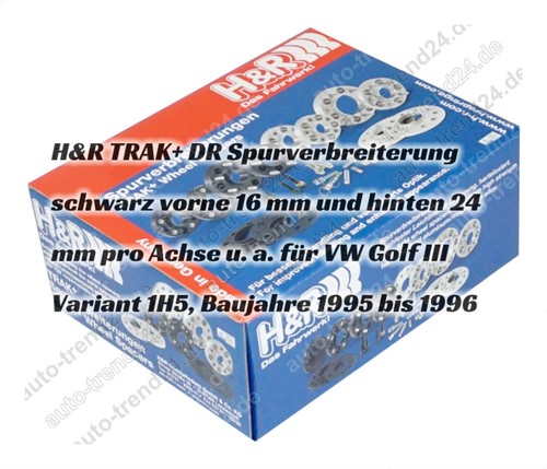 H&R Spurplatten schwarz VA 16mm & HA 24mm u.a.: VW Golf III Variant 1H5 95-96 - Bild 3 von 12