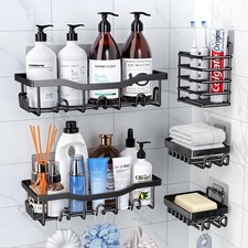 PKBD Rustproof Stainless Steel Shower Caddy 5 Pack, Bathroom Storage Accessory